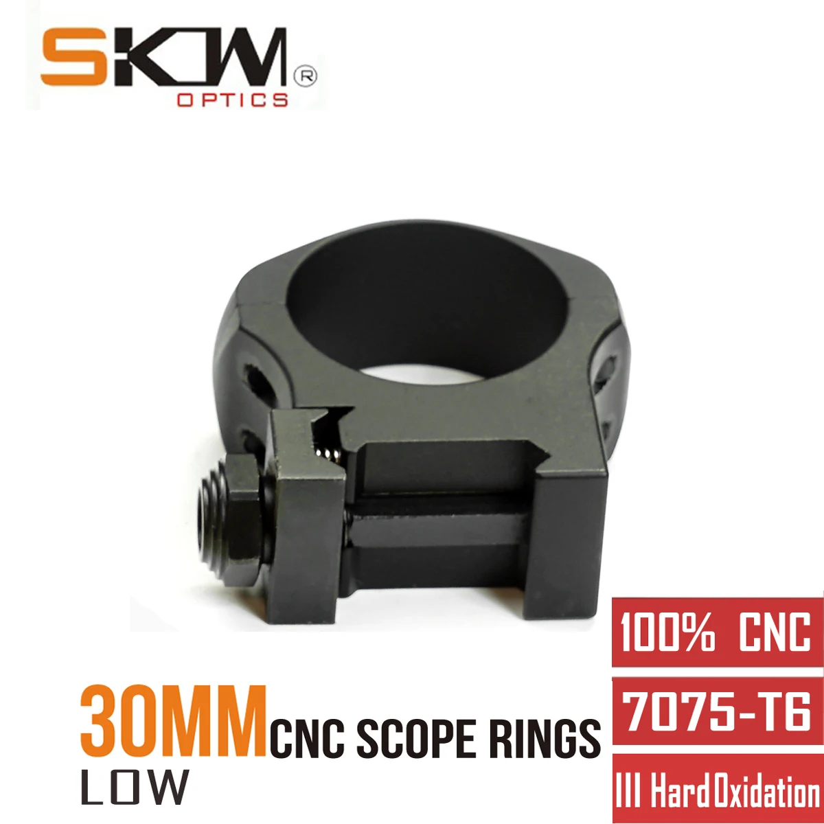 SKWGEAR 30mm Scope Rings Low 7075 -T6 Mount Fit Picatinny CNC