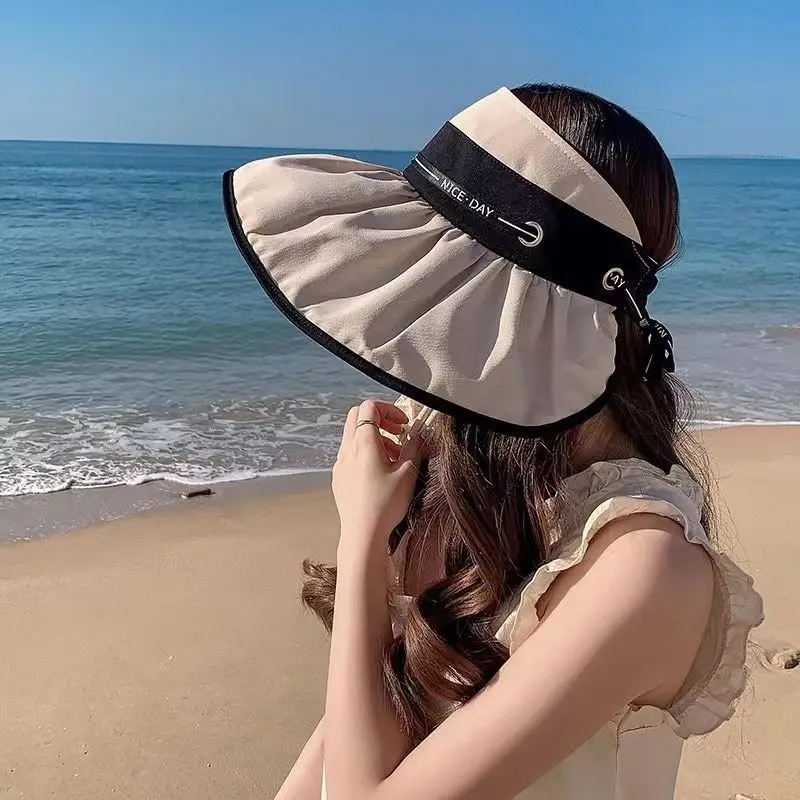 

Women's Cotton Polyester New Fashion Everything Big Eaves Visor Hat Can Be Tied Ponytail Half Empty Top Fisherman's Beach 모자