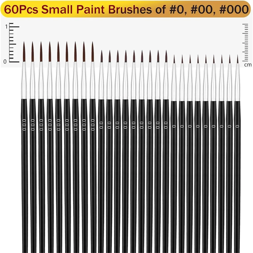 Set di 20 pennelli per pittura ad acquerello, acrilico e pittura a olio, adatti per decorazioni, modelli, statuette, nail art