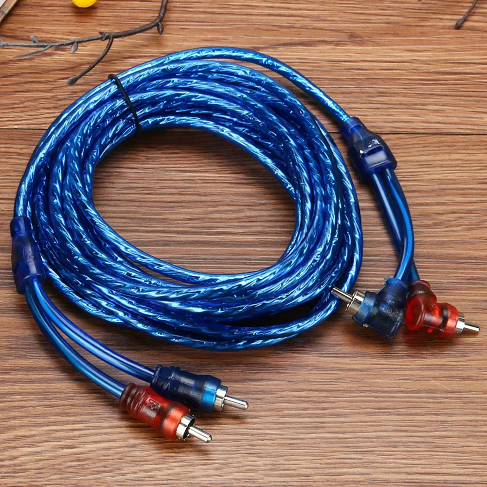 2 RCA to 2 RCA Plug Car Audio System Amplifier Braided High Definition Copper Cable 5 Meter for Home Cinema and Digital Stereo