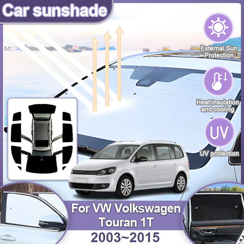 Full Coverages Sunshades For VW Volkswagen Touran 1T 2003~2015 Retractable Protection Sun Shade Visor Sunscreen Window Car Tools