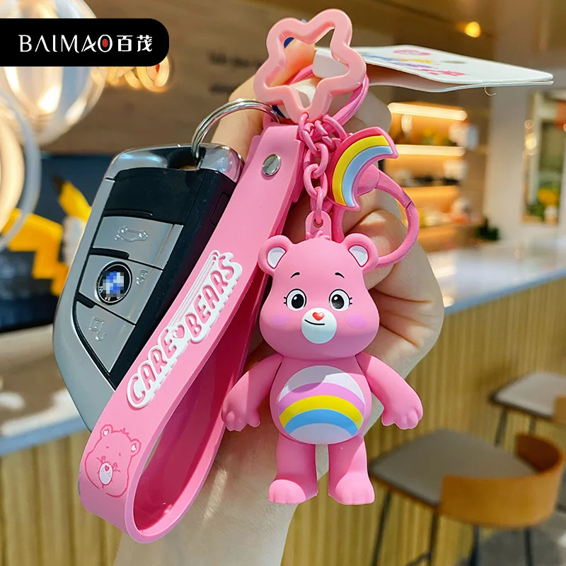 Genuine Carebear Rainbow Bear Keychain Cute Trendy Exquisite Doll Keychain Couple Ornament Children\'s Holiday Gift