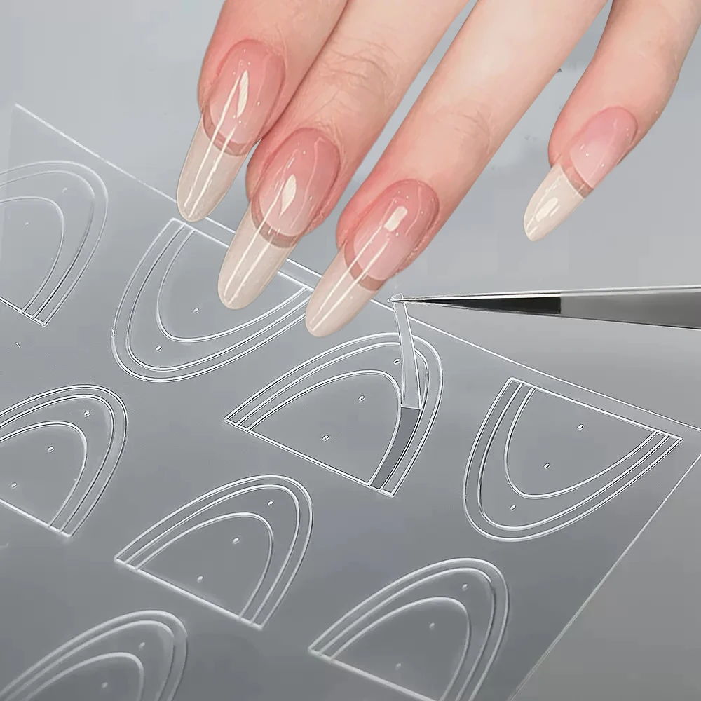 1개입 속이 빈 하트 리본 프렌치 네일 스티커 3D 귀여운 나비 십자가 별 네일 아트 스텐실 프렌치 에어브러시 데칼 네일 템플릿