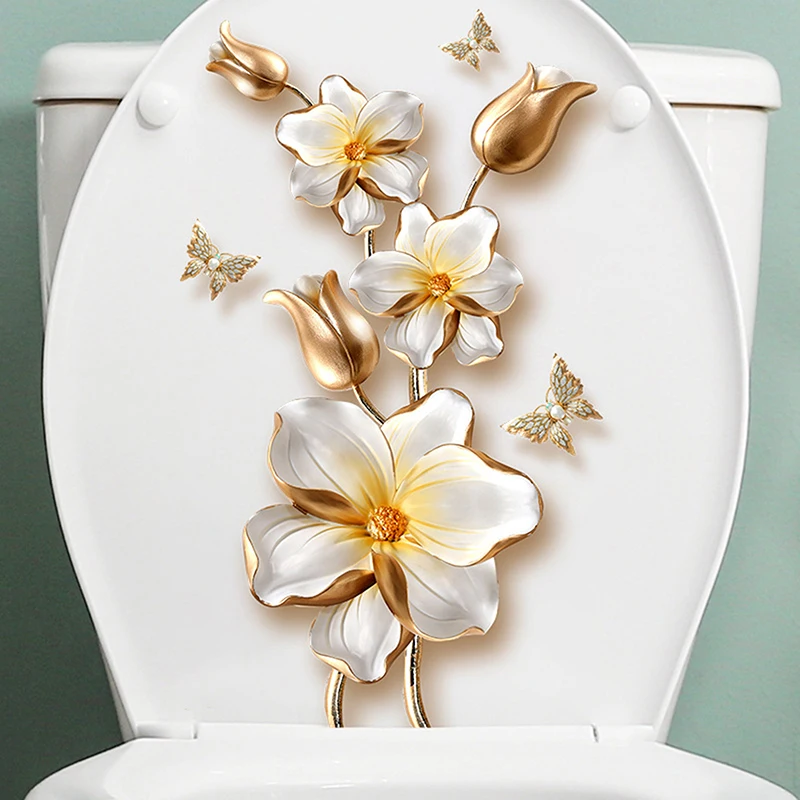 Beautiful Lotus Butterfly Toilet Sticker Bathroom Toilet Cover Decorative Sticker Waterproof Self Adhesive vinyl stickers,toilet stickers,toilet wall stickers,toilet seat stickers