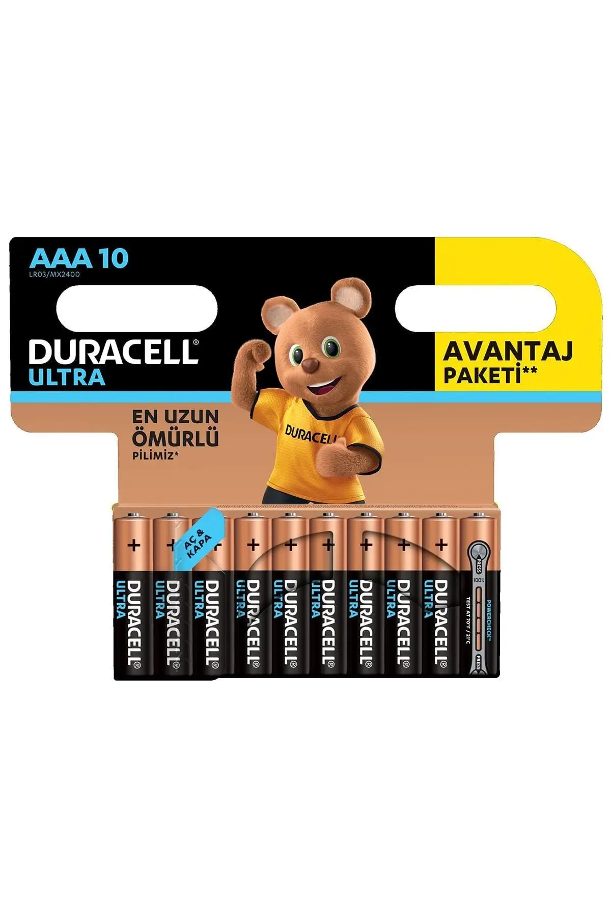 Duracell Ultra Slim Pencil Battery 10'lu Aaa, Powercheck technology 20
