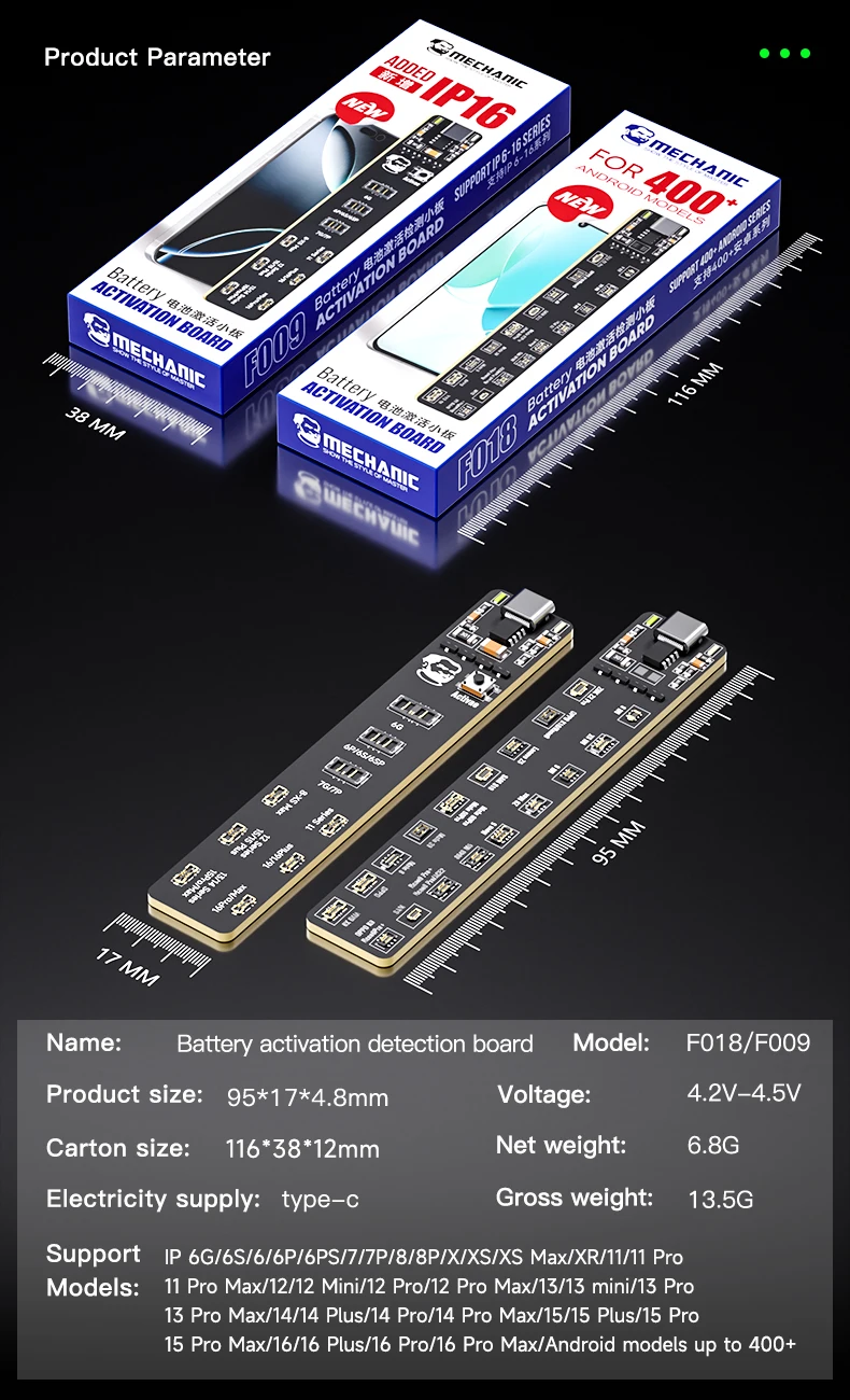 MECHANIC F009/F018 Battery Activator Board 1-Touch for iPhone6-16 & 400+ Models