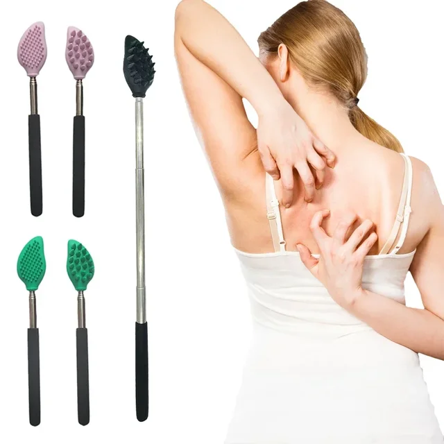 Itch Scraper Massager Tool Silicone Massage Brush Telescopic Backscratcher Nose cleaning Scrubber Extendable Back Scratcher