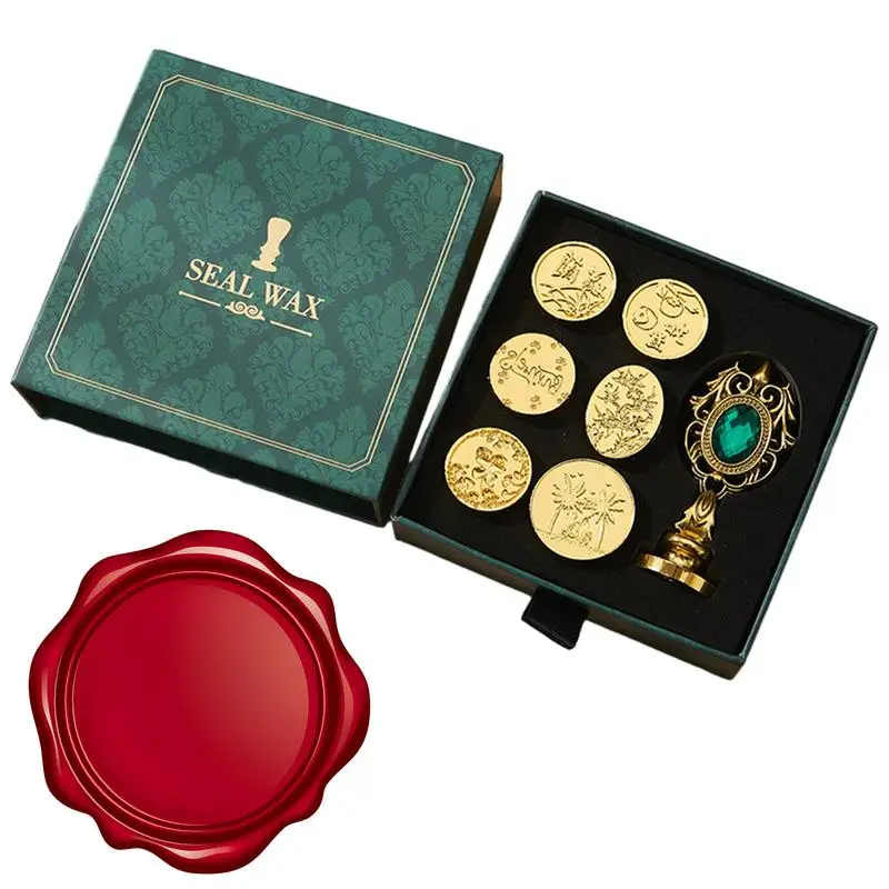 

Рождественская печать штамп 6 шт. набор печати воском для рождества многоразовые рождественские воск печать, штемпели изысканные печати воском