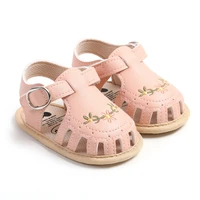 2024 Newborn Baby Girl Sandals Summer Embroidered Leisure Comfortable Lightweight Floral Soft Sole Wrap Toe Sandals For 0-18M 5