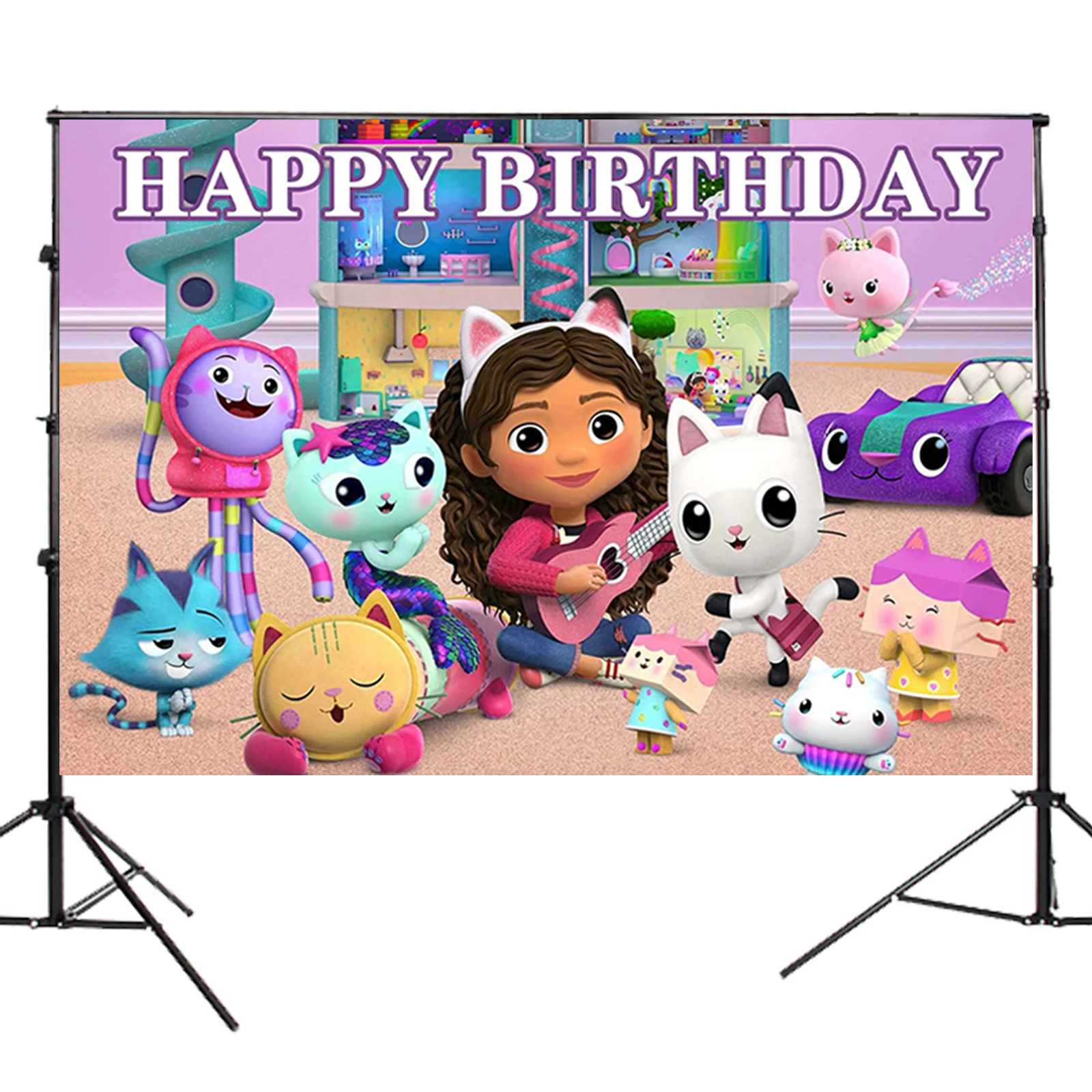 Gabby's Dollhouse Boys Girls Baby Bathing Birthday Party Decorated Vinyl Material Photography Background Photography Museum Prop birthday backdrop party backdrop curtain party decoration photo booth props photography props party supplies