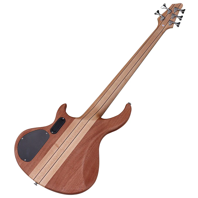 Electric Bass Guitar Active Bass Guitar 5 String Neck Through 4 String 43 Inch Electric Bass Guitar Solid Okoume Body Natural Color Zebrawood Top