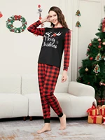 Merry Christmas Cartoon Pattern Mom Dad Kids Matching Pajamas Set 2 Pieces Suit Baby Romper Soft Loose Xmas Family Look Pyjamas 5