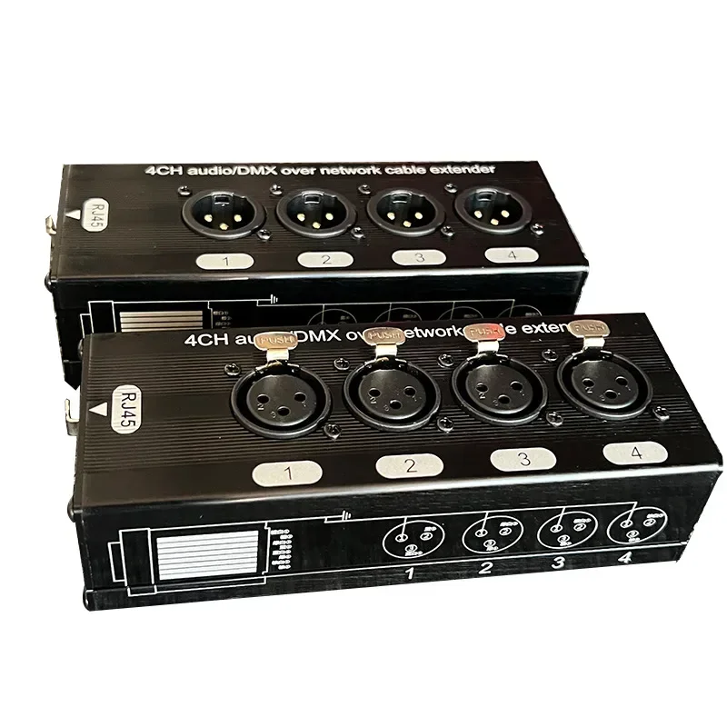 1Pair 4 Channel 3 Pin Multi Network XLR Cable Stage Sound Lighting Recording Studio To RJ45 Ethercon 1 Male + 1 Female