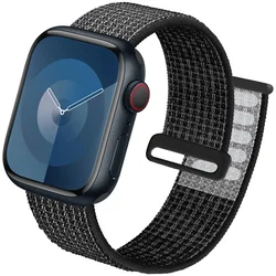 Premium Nylon Loop Strap for Smartwatch Bands - Durable and Stylish Replacement Bracelet (8 Reflective Black)