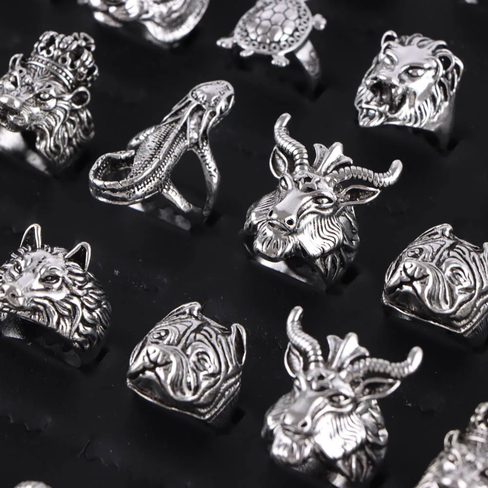 30Pcs/Lot Vintage Punk Animal Snake Rings For Women Men Mix Style Retro Rock Gothic Jewelry Party Gifts