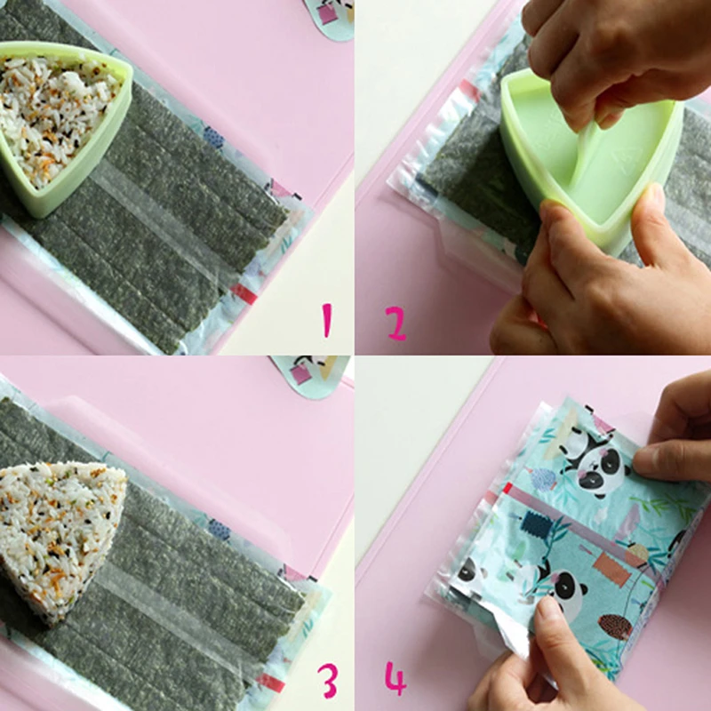 Cute Triangular Rice Ball Packaging Bag Panda Pattern Portable Rice ...