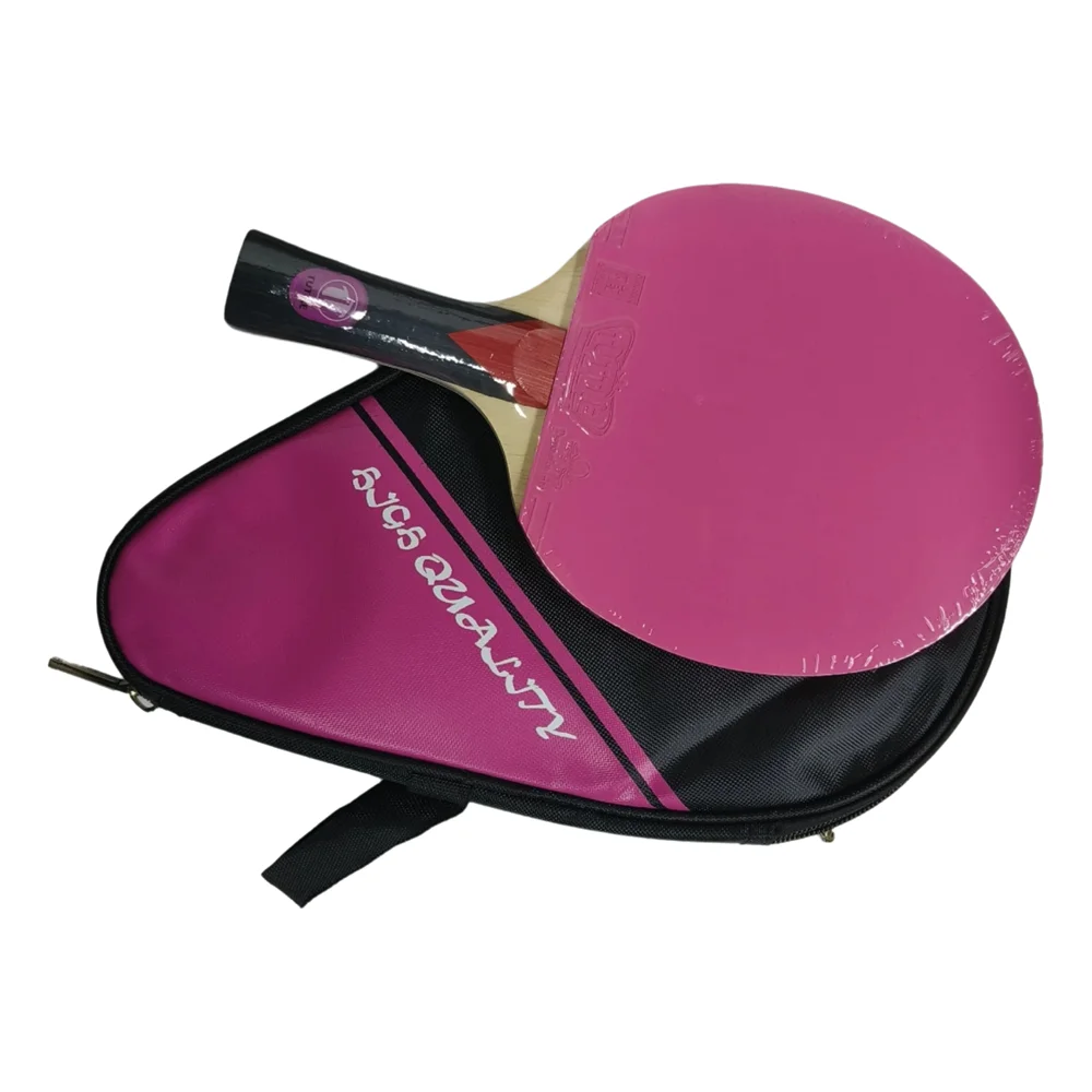 Hotsale farbiger Tischtennisschläger, Ping-Pong-Paddel mit kleinem Griff und blau/grün/rosa Gummiplatte für das Training von Kindern – Detail 3