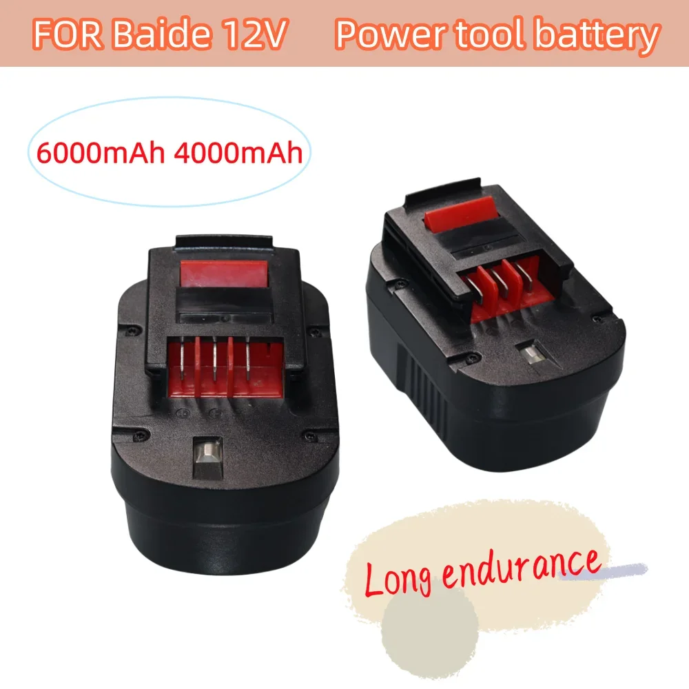 Batteria Ricaricabile 12V 4000/6000Mah Ni-Mh Per Black & Decker A12 A12Ex Fsb12 Fs120B A1712 Hp12K Hp12