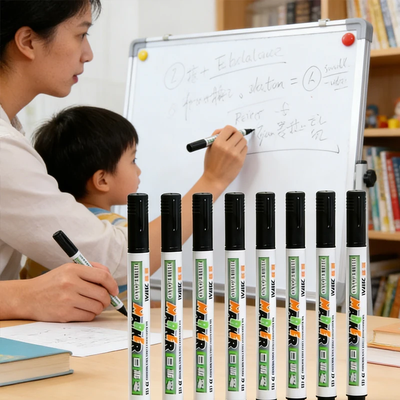 10 Pcs 칠판 펜 검정 수성 지울 수 있는 화이트 보드 펜 드로잉 보드 펜 쓰기 보드 쉽게 지울 수 있는 사무용품
