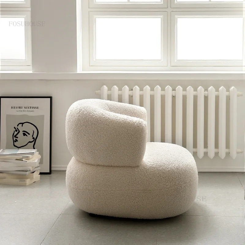 Nordic Designer Home Furniture Back Armchair Simple Living Room U-shaped Leisure Sofa Creative Balcony Bedroom Single Sofa Chair