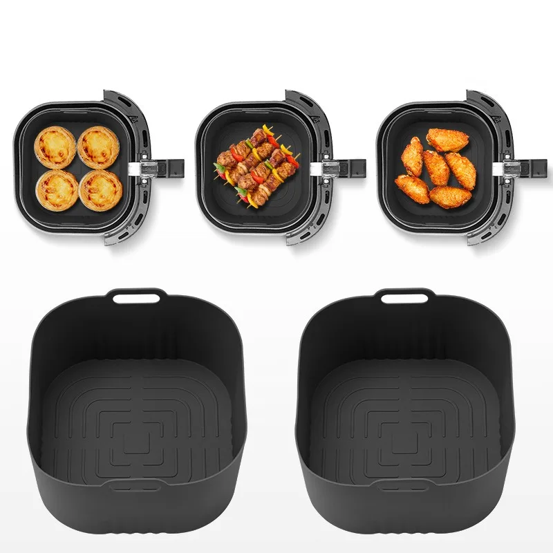 Air Fryer Silicone Basket 1-2Pcs 17.5cm/6.89in Air Fryer Silicone Basket Mould for 4-5L Airfryer for Philips HD9252 HD9200 HD9255