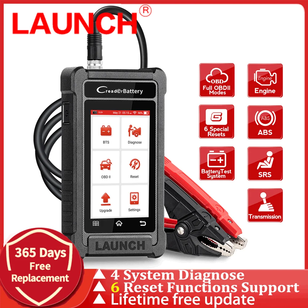 

LAUNCH X431 CRB5001 Battery Tester 12V Car ENG ABS SRS AT Diagnostic Scanner TPMS BMS 6 Reset Free Update with 6 Reset Service