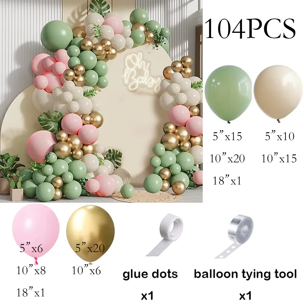 Grüner Ballonbogen Salbeigrün Weiß Sand Gold Konfetti Latex-Ballongirlande Geburtstagsfeier Hochzeit Abschlussfeier Dekoration Globos – Detail 34