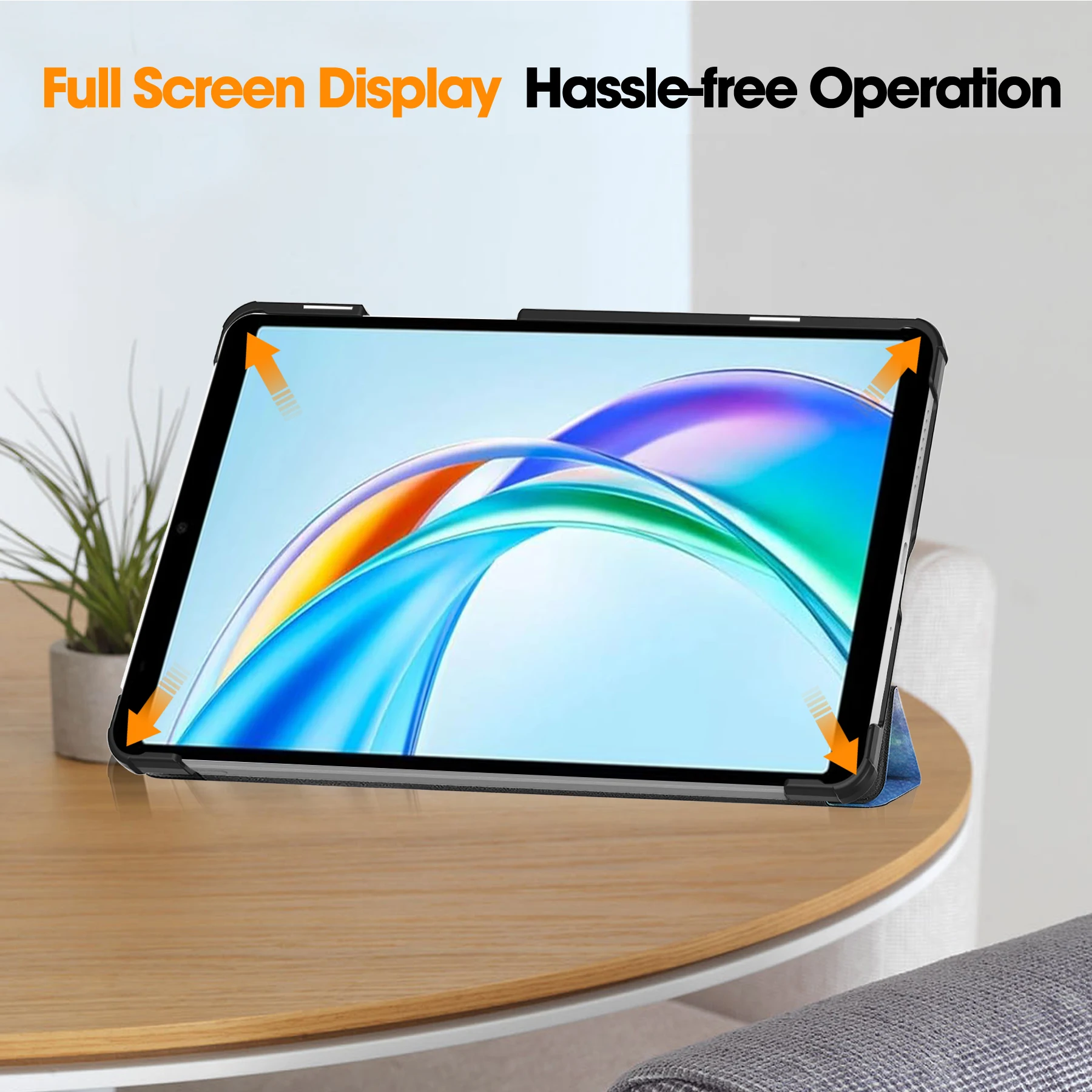 Premium Leather Tri-Fold Tablet Cover - Sleek Hard Shell Design