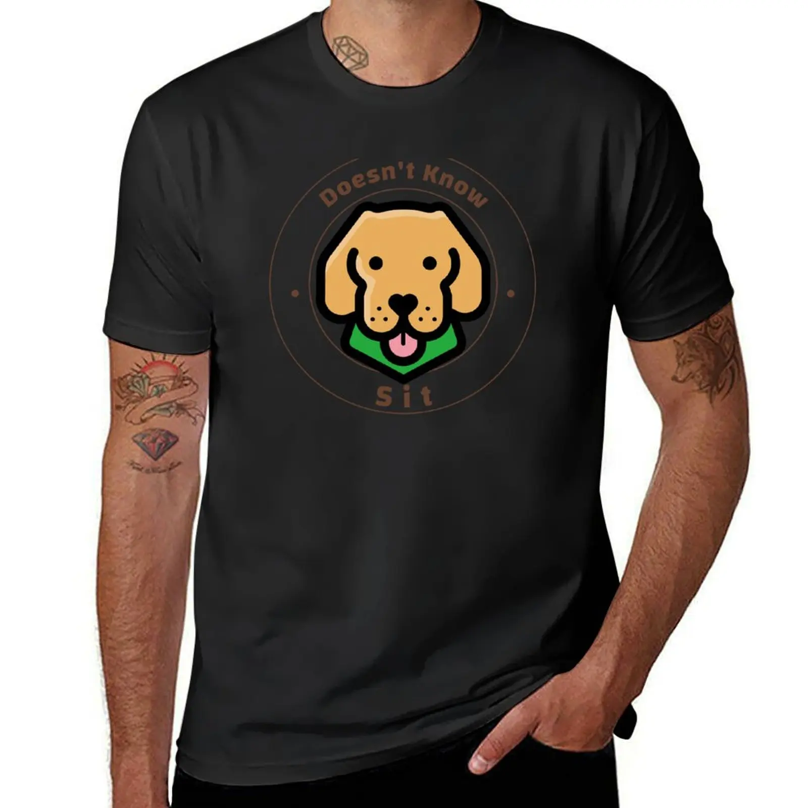 

Doesn't Know Sit (Yellow Lab) T-Shirt plus sizes graphics men clothing