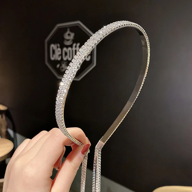 2022 Fashion Glänzende Strass Stirnbänder Für Frauen Haar Hoop Lange Quaste Haar Band Hoop Koreanische Stirnband Hochzeit Zubehör Geschenke – Detail 8
