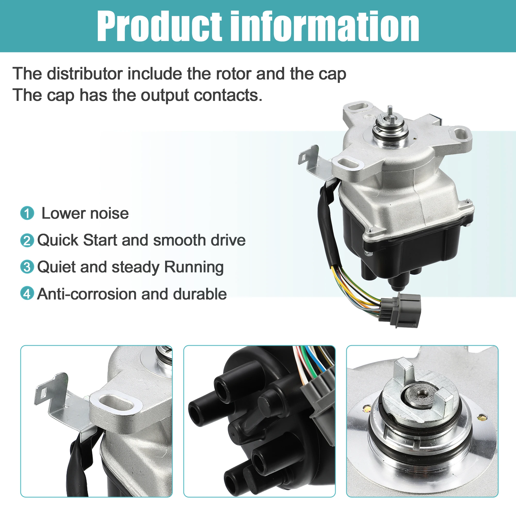 Uxcell Replacement Ignition Distributor for Honda Civic for Acura EL 1.5L/1.6L SOHC 1999 2000 TD-91U TD91U TD63U TD-63U TD-7