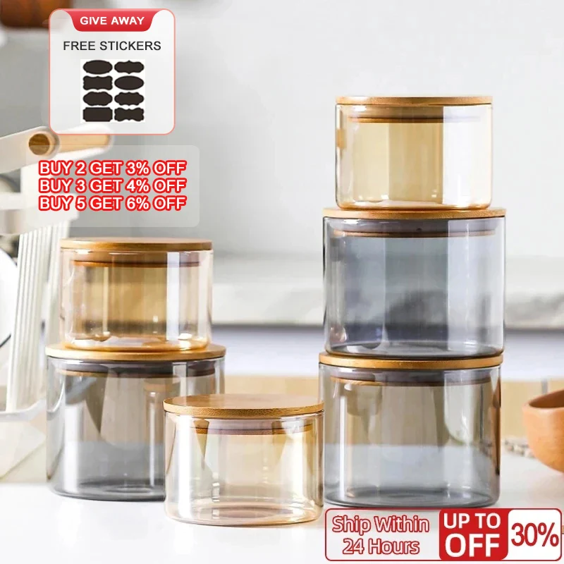Glass Storage Containers Wooden Lids Glass Storage Containers Wood Lids Lid Glass Aliexpress