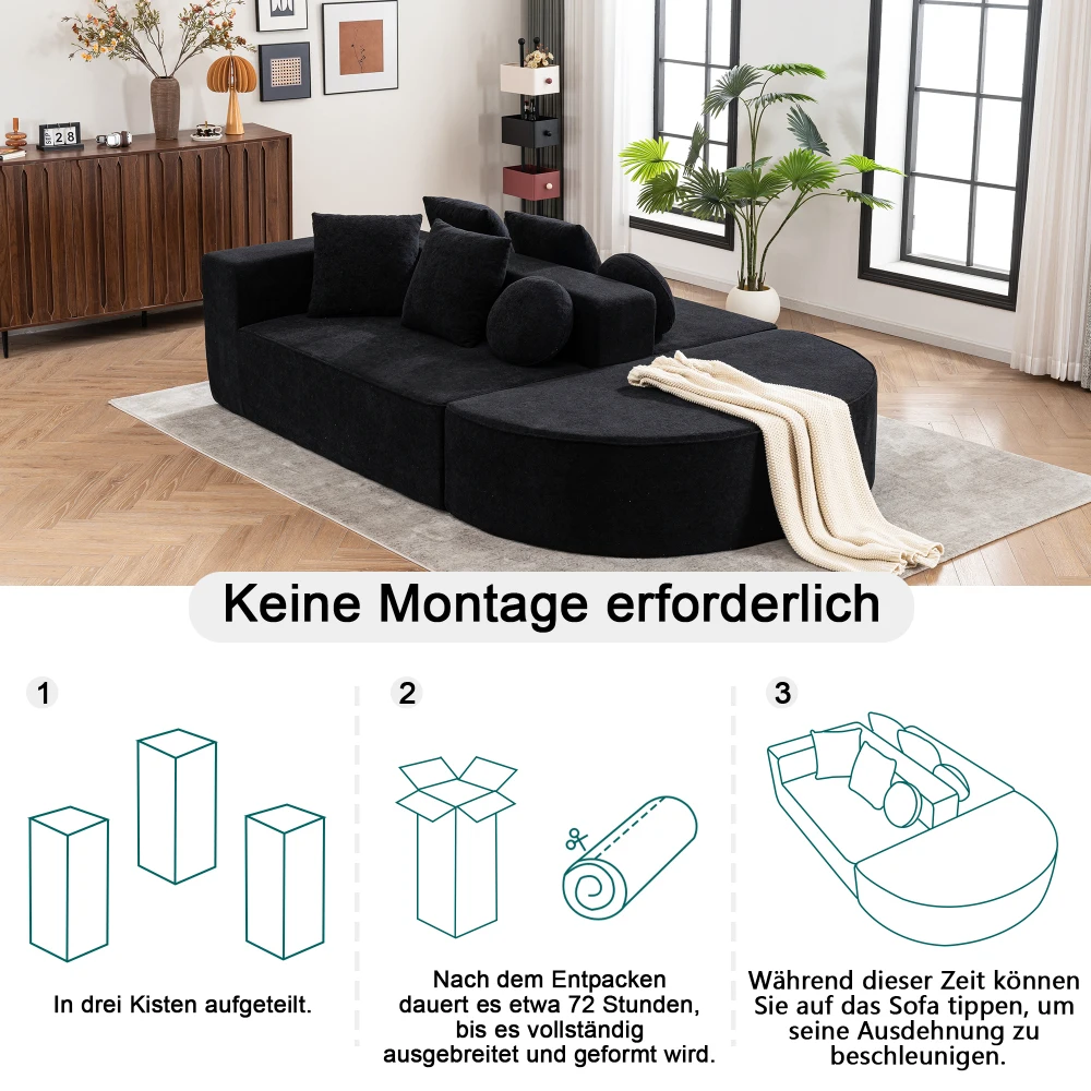 Vollständig komprimiertes Sofa ohne Knochen, mit segmentiertem Wolkensofa, modernes modulares Sofa, zufällige Montage, hautfreundlicher Chenille-Stoff – Detail 26