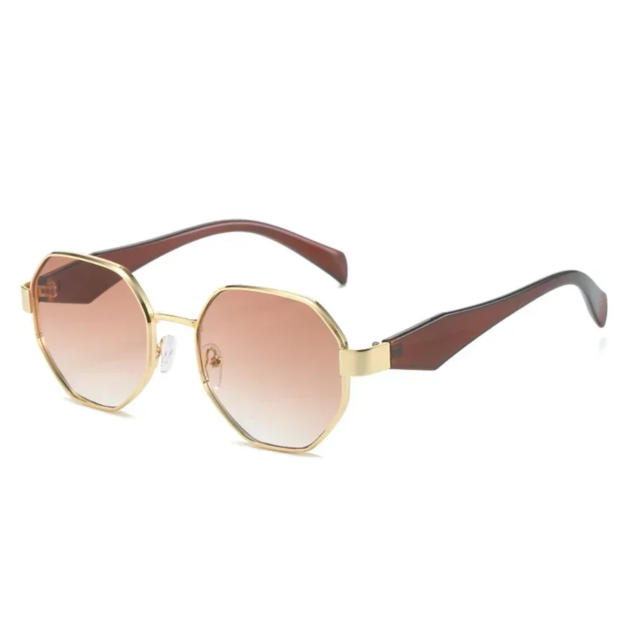 Vintage Sunglasses Women Fashion Polygonal Metal F...