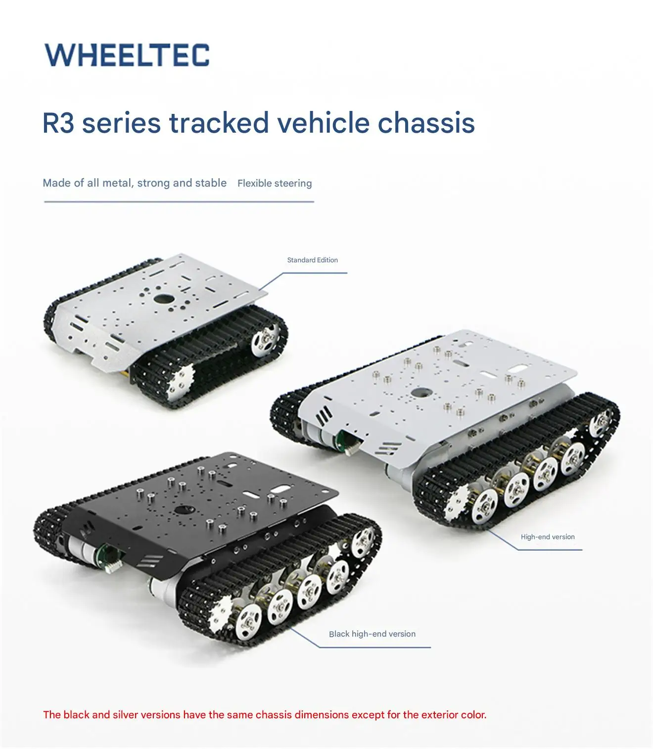 WHEELTEC R3 series crawler vehicle chassis, made of all metal, strong and stable