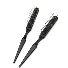 

3 Rows Metal Tips Rattail Teaser Brushes Hairstyle Making Comb Barber Shop Salon Black Teasing Wig Hair Brush Free Shipping Bulk