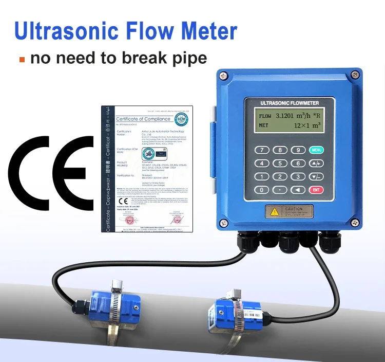 TUF-2000 Small Portable Clamp On Flow Meter LCD Display 4-20mA Ultrasonic Flow M