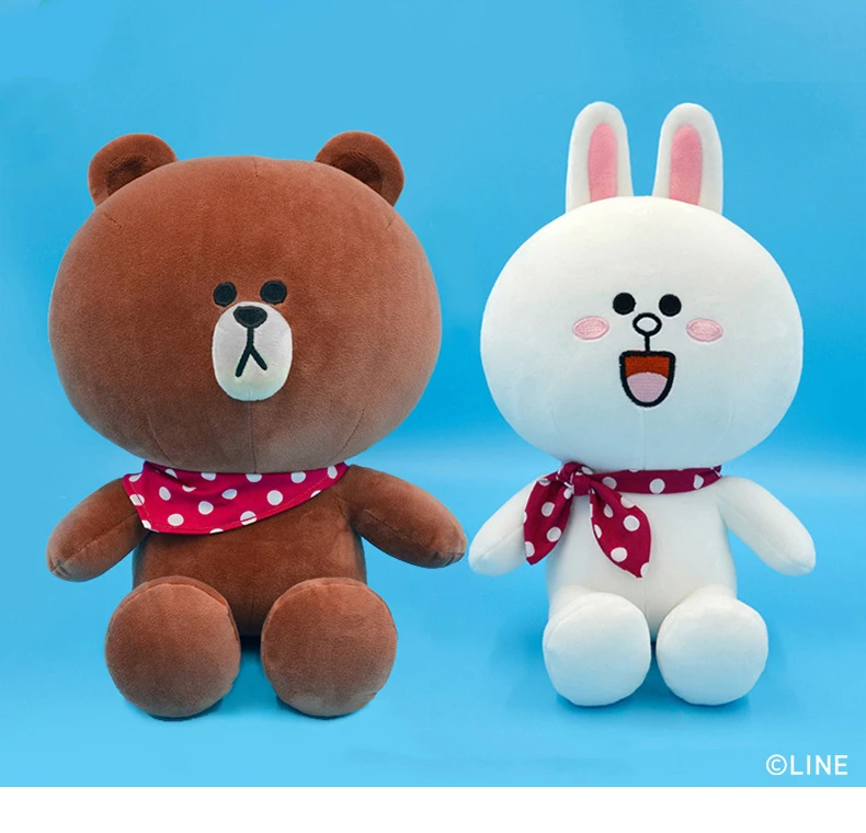 Original Line Friends Series Cute Brown Bear Cony Rabbit Scarf Dress Up Image Doll Soft Stuffed Plush Toy Gift for Children |