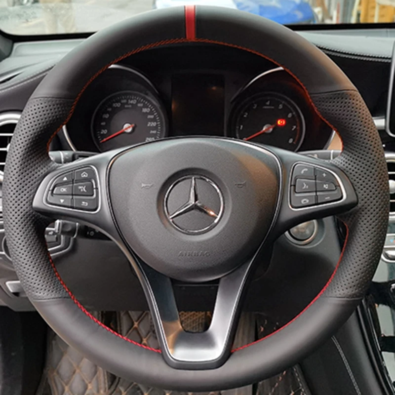 DIY schwarz Kunstleder Auto Lenkrad abdeckung für Mercedes Benz C200L E63 E300 E320 Glk Glc260 Gla