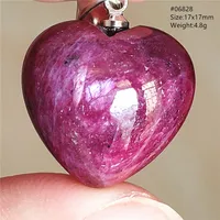 Collier Pendentif Cœur en Rubis Rouge Naturel Roulé pour Femme et Homme, Bijou Tendance en Pierre Précieuse Rubis Rouge Étoilé, Perles de Pierre AAAAAA 5