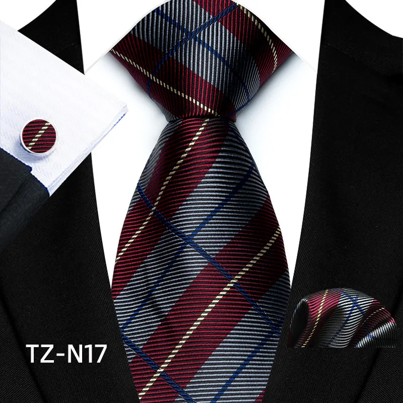 Business-Krawatte für Männer, Paisley-gestreifte Krawatte, Einstecktuch, Manschettenknöpfe, Set für Männer, Hochzeit, formelle Gravata-Anzug-Accessoires, Herren-Geschenk – Detail 24