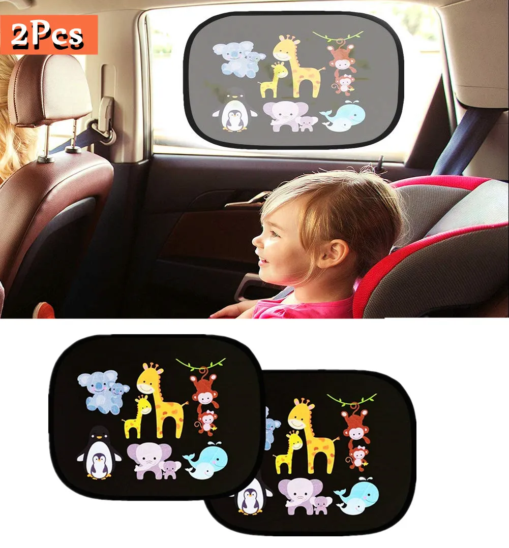 

2-piece car sunshade, cute cartoon, foldable for children, sun and light blocking, privacy oriented, UV resistant curtains