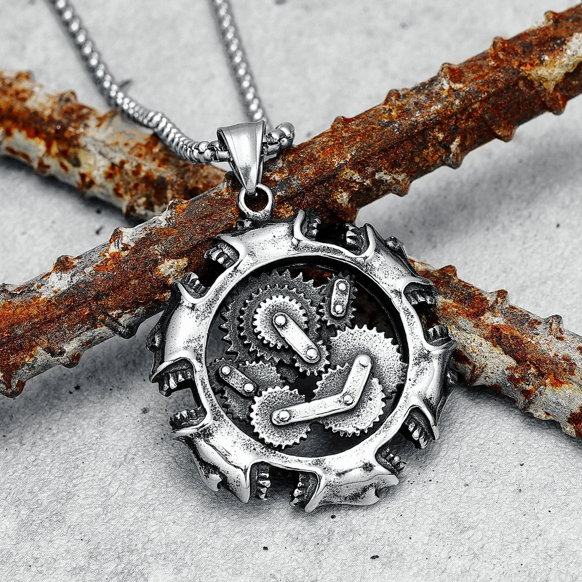 Collana Con Ingranaggi In Acciaio Inossidabile 316L Retro Urlatore Da Uomo Catena Con Ciondolo Rock Punk Per Fidanzato Biker Rider Gioielli Regalo
