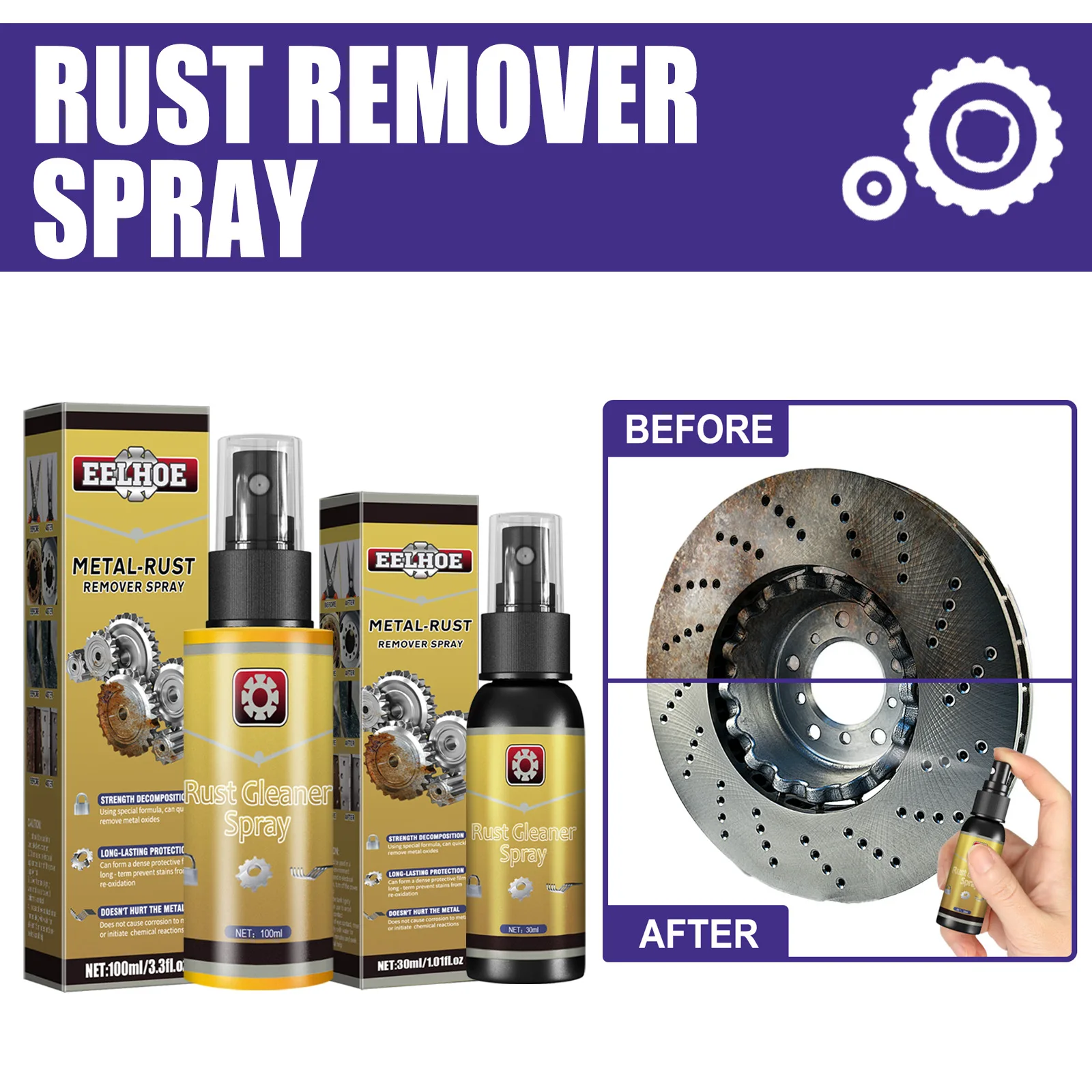 50ml Multipurpose Rust Remover For Car Wheels Window Derusting Spray  Lubrication Tool Rust Moisturizing Inhibitor Cleaning Tool - AliExpress