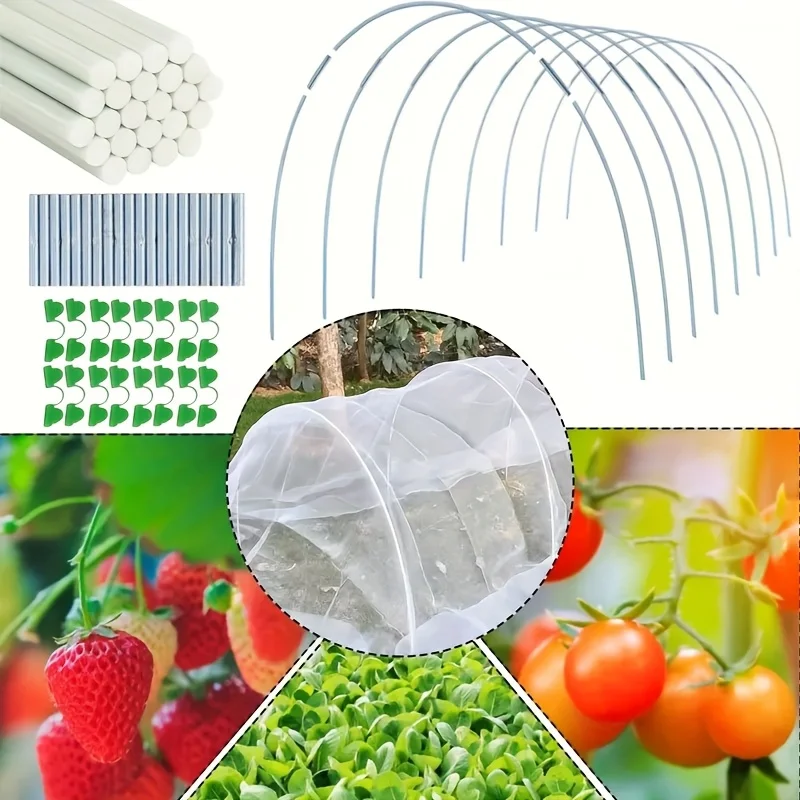 25/50Pcs,Greenhouse arch frame, suitable for homemade or widened plant tunnels, rust-colored fiberglass support arch frame, suit