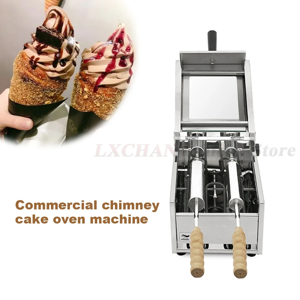 LXCHAN Chimney Bread Roll Baking Machine Ice Cream Bread Cone Maker Cake Baking Machine Kurtos Kalacs Oven with 2 Rollers