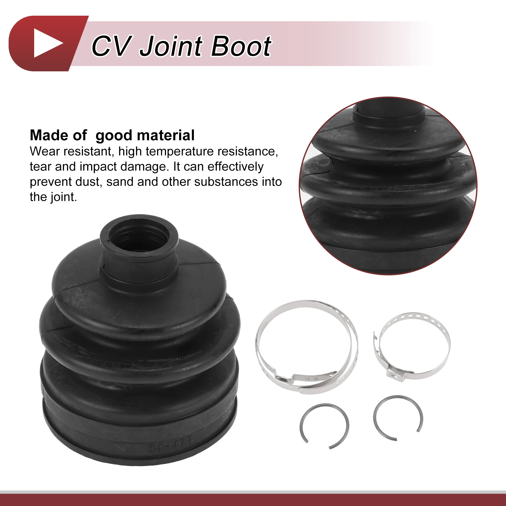 1 Set CV Joint Boot Kit For Mitsubishi Outlander 2007-Inner Constant Velocity Joint Boot W/ Clamps No.3817A125 X Autohaux