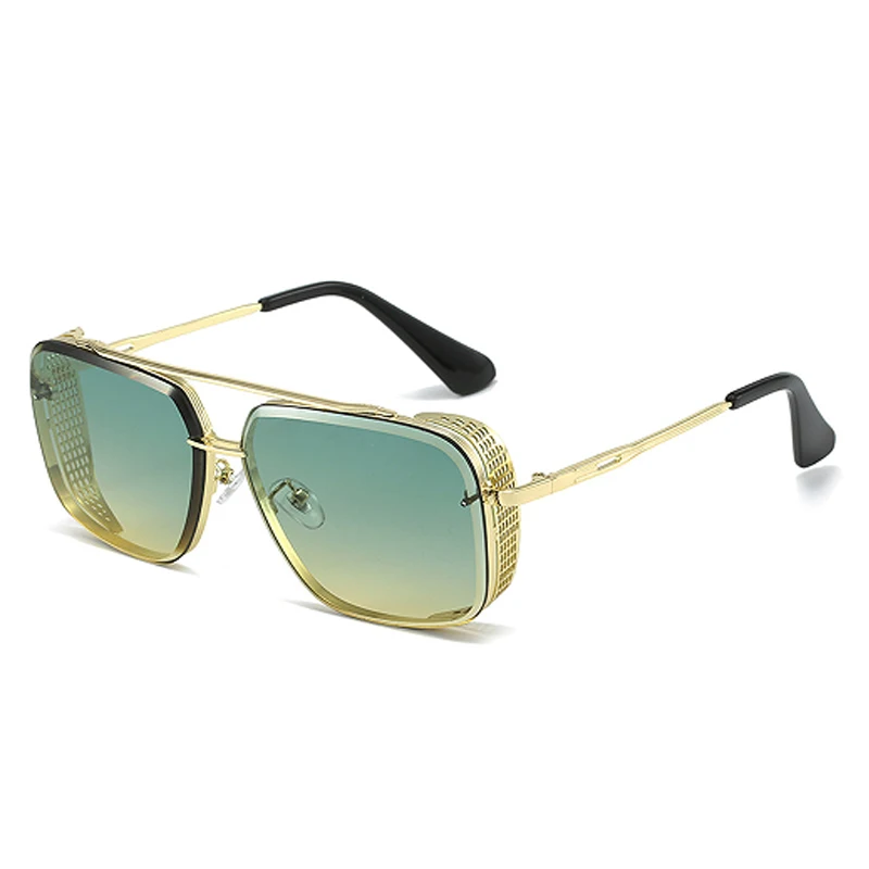 Gradient Double Beam Retro Sunshade Sunglasses Steampunk Glasses Men's Car Sunglasses 40005