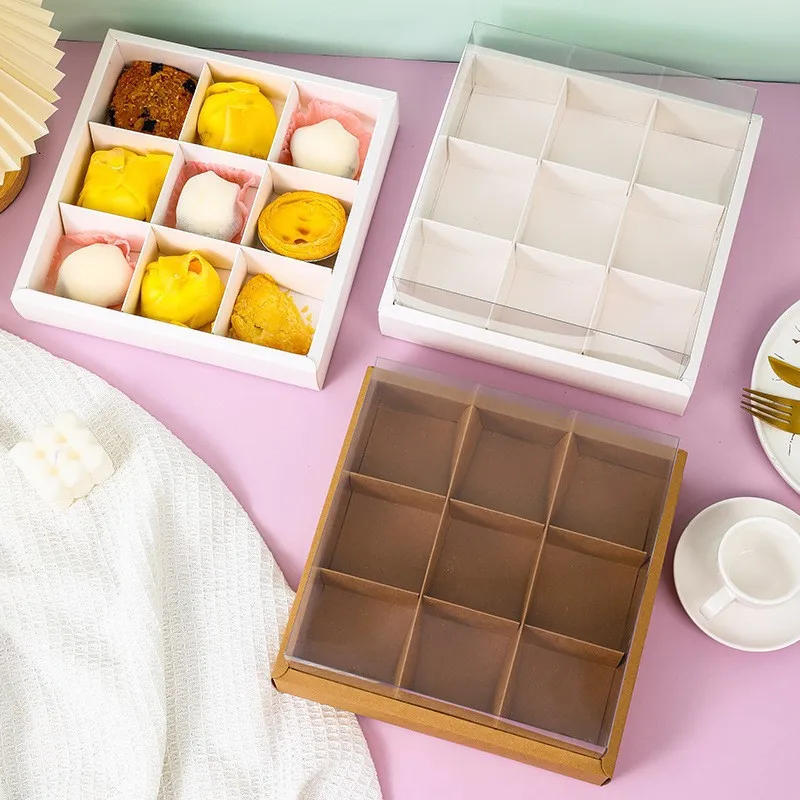 5pcs Transparent Cake Packaging Boxes with 7/9 Compartments for Mousse, Pastries, Cupca... - SKU TCPB1058 - UGI Packaging