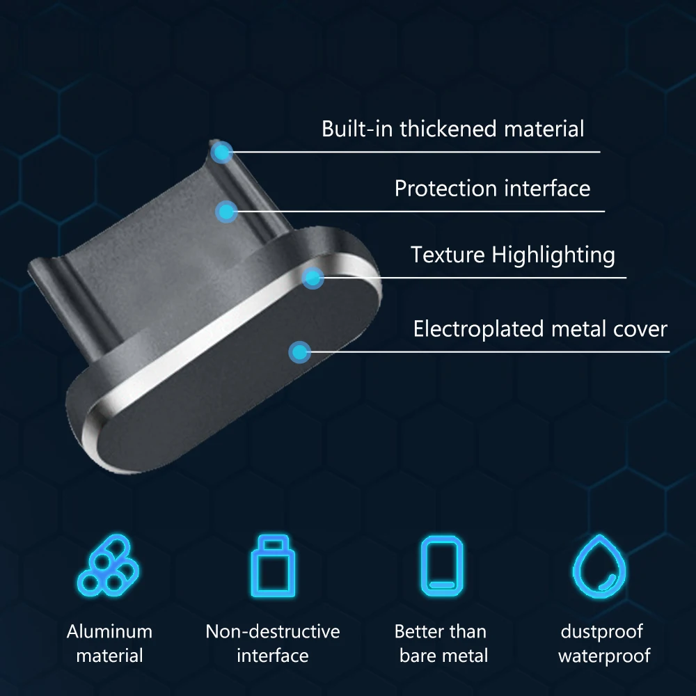 Dust Plug USB Type C Micro Smart Phone Accessories For iPhone 13 Samsung Xiaomi POCO Colorful Metal Anti Dust Charger Dock Plug